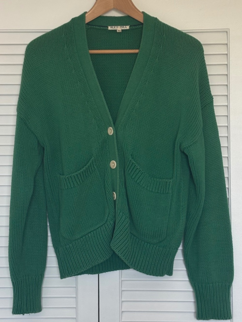 Alex Mill Green Cardigan Light Knit Cotton XS